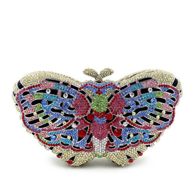 Cartera de Mano Artesanal con Mariposa de Diamantes - Image 16