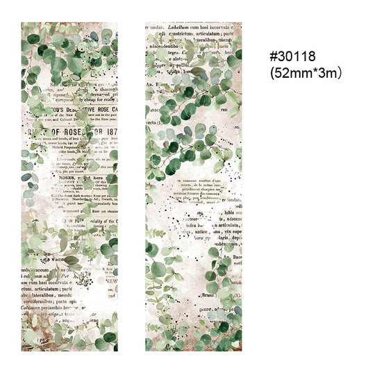 Two rolls of vintage floral washi tape with clocks, feathers, and text overlays, measuring 55mm x 5m. - Image 18