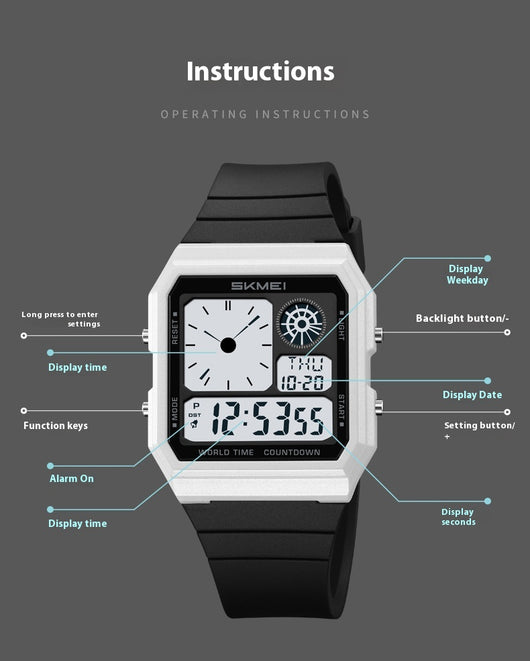 Reloj Deportivo Electrónico Resistente al Agua Multifuncional para Hombre - Image 18