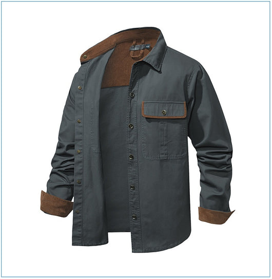 Camisa Polo de Manga Larga Algodón Lavado Tallas Grandes Hombre Color Sólido - Image 31