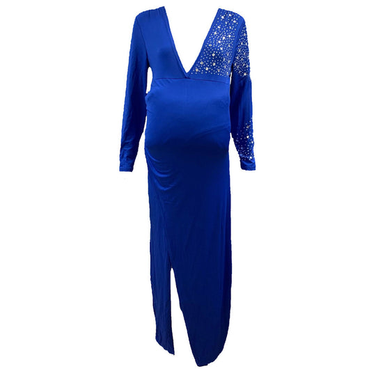 Vestido Premamá Elegante con Strass y Manga Larga - Image 20