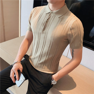 Polo Tejido de Manga Corta para Hombre con Textura y Elasticidad - Image 30