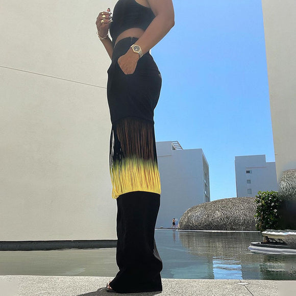 Pantalones Sueltos Casuales con Diseño de Borlas y Drapeado
