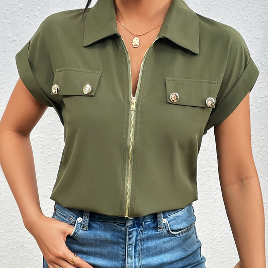 Blusa Elegante con Solapa para Mujer