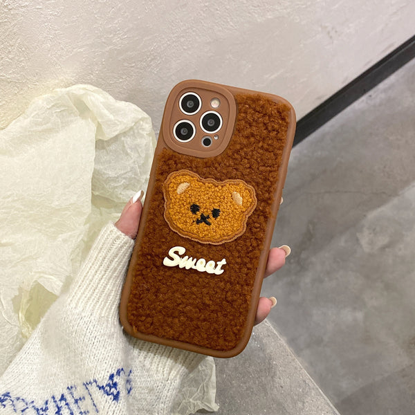 Funda de Celular Oso Peluche 3D Bordado Adorable