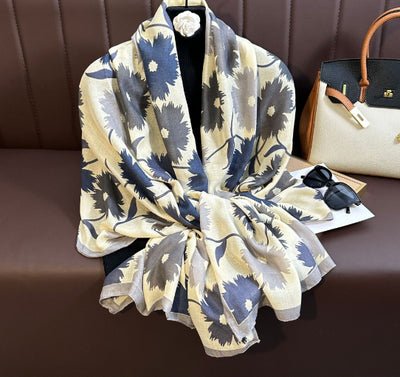 Pashmina de Algodón y Lino Estampada - Chal Abrigador Versátil - Image 17