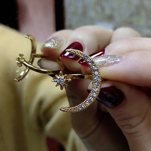 Anillos de Moda Europeos y Americanos con Estrellas y Luna de Circonia - Image 13