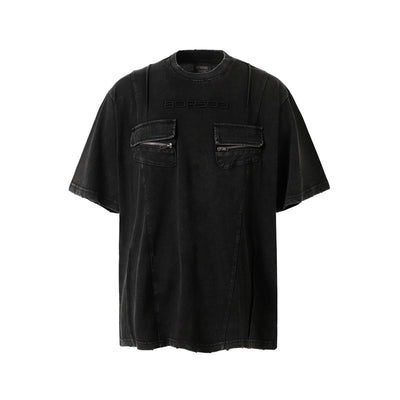 Playera Retro de Trabajo con Bolsillos Decorativos y Efecto Desgastado - Image 7
