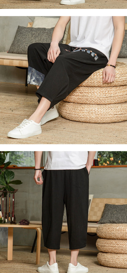 Pantalones Cortos de Lino Casual para Hombre - Cintura Media sin Estiramiento - Image 2