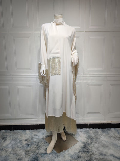 Vestido de Moda Elegante con Mangas Tipo Murciélago y Detalles de Borlas - Image 7