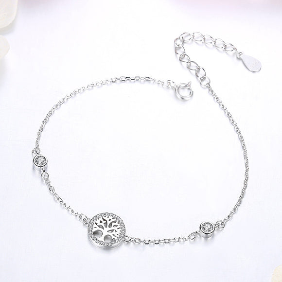 Pulsera Plata de Ley 925 Árbol de la Vida con Circonitas para Mujer