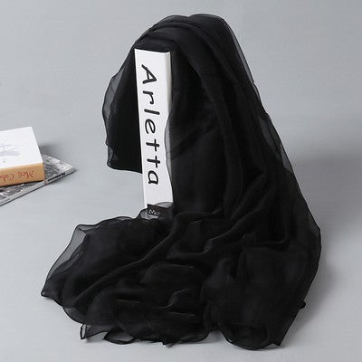 Pañuelo de Seda Largo para Mujer - Chal Playero Chifón Liso Grande - Image 8