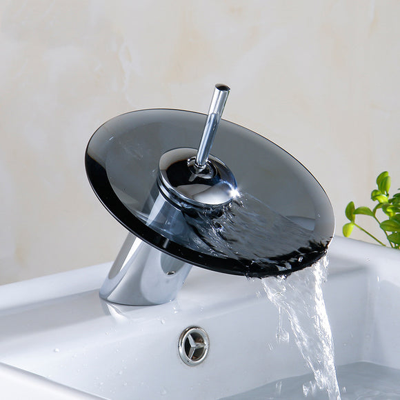 Grifo de Lavabo Cobre Puro con Cascada de Cristal