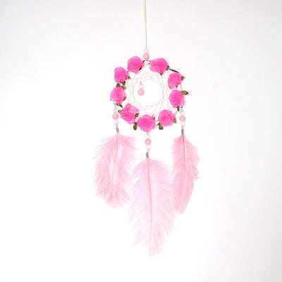 Atrapasueños con Plumas de Avestruz Rosa - Carillón Decorativo para Habitación - Image 5