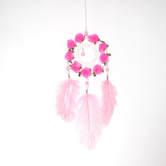 Atrapasueños con Plumas de Avestruz Rosa - Carillón Decorativo para Habitación - Image 5