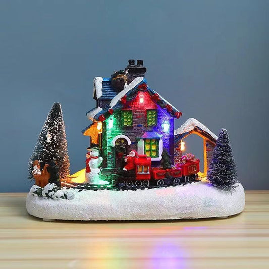 Casitas Navideñas Luminosas de Resina con Colores Vibrantes