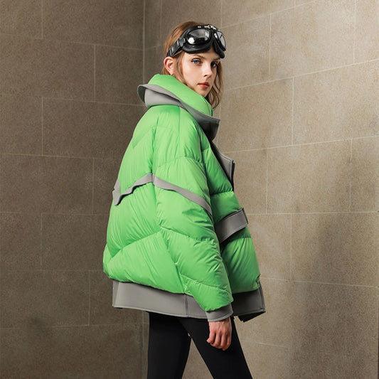 Chaqueta Acolchada Blanca con Cuello Solapa - Plumas de Pato Premium