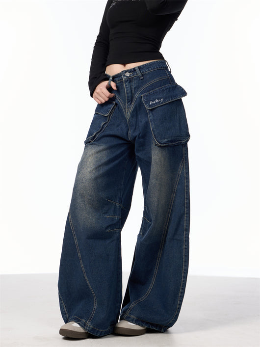 Pantalones Vaqueros Anchos de Cintura Alta con Bolsillos Funcionales - Image 15