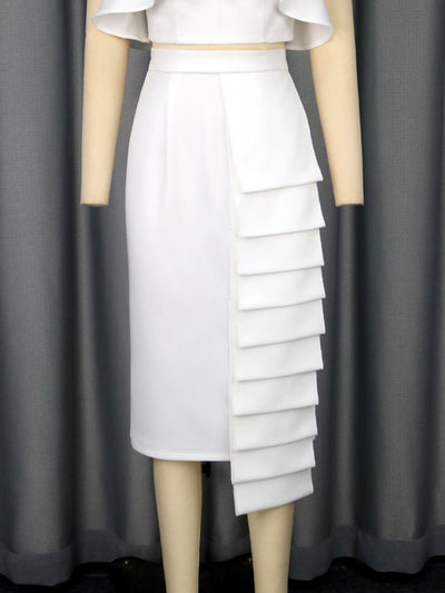 Conjunto Asimétrico: Top Tubo Blanco con Falda Cadera - Image 14