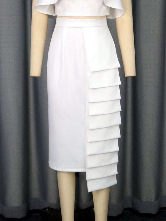 Conjunto Asimétrico: Top Tubo Blanco con Falda Cadera - Image 14