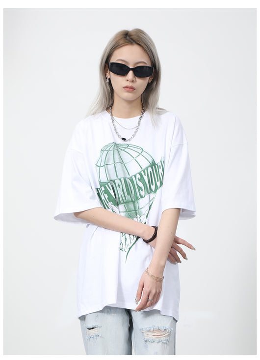 Playera Pareja Estampado Mitad Tierra con Letras - Image 5