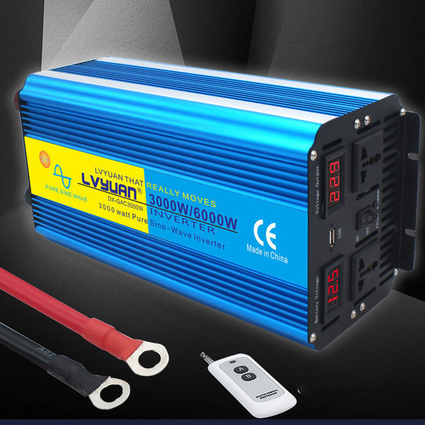 Inversor de Potencia 3000W-6000W Dual 12V/24V a 220V con Control Remoto y Onda Sinusoidal Pura
