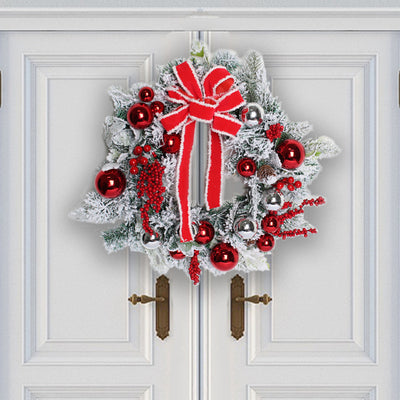 Corona Navideña Exterior con Efecto Nieve - Decoración Puerta Ratán Flocking - Image 4