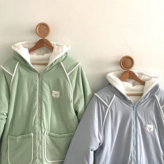 Chaqueta de Algodón Suave con Bolsillo Osito y Cuello de Pelaje Desmontable - Image 10