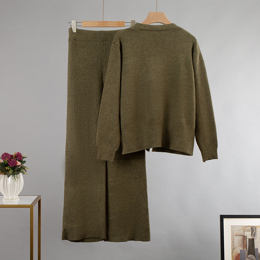 Conjunto Elegante: Cardigan Escote V y Pantalón Ancho - Image 8