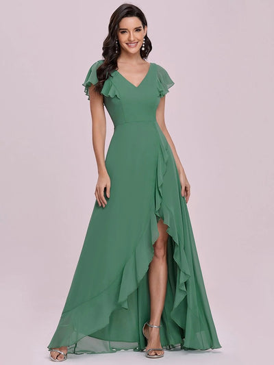 Falda Midi Envolvente Verde Cintura Alta con Abertura Interna - Image 7