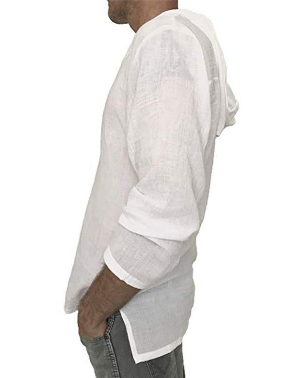 Camiseta Étnica de Algodón y Lino para Hombre