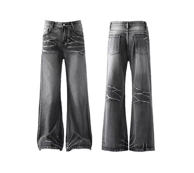 Jeans Micro Acampanados Desgastados con Efecto Rayo - Image 16