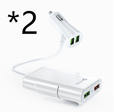 Cargador de Auto con 4 Puertos USB QC3.0 para Asiento Trasero con Cable y Soporte - Image 10