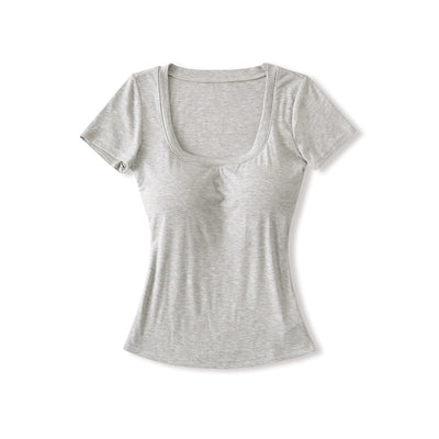 Playera Ajustada Cuello U Manga Corta para Mujer - Image 20