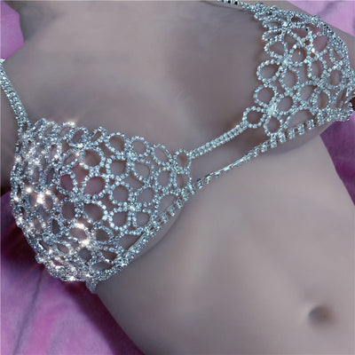 Bikini con Cadena de Flores Huecas y Cristales Brillantes - Image 3