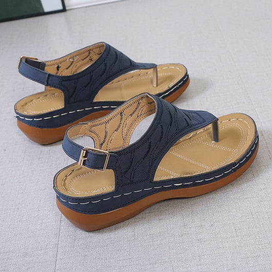 Sandalias Cuña Mujer - Chanclas Cómodas Color Sólido - Image 33