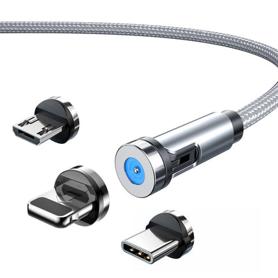 Cable Magnético 3 en 1 de 540° Rotativo - Carga Rápida Android, USB-C y Lightning - Image 8