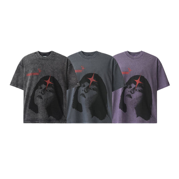 Camiseta Suelta Estampado Vintage para Hombre