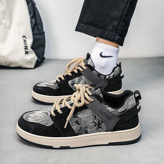 Tenis Casuales Hombre Diseño Artístico Pintura Óleo Tendencia Estudiante Zapatos Deportivos