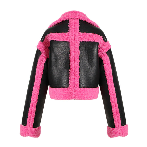 Chaqueta de Motocicleta de Cuero Estilo Europeo con Solapa Grande