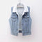 Chaleco Acolchado de Lana de Cordero y Algodón Denim para Mujer