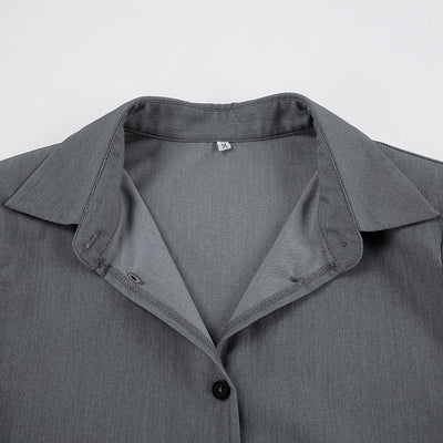 Conjunto de Pantalón Ancho y Blusa Gris de Manga Larga Cintura Alta Efecto Reductor - Image 18