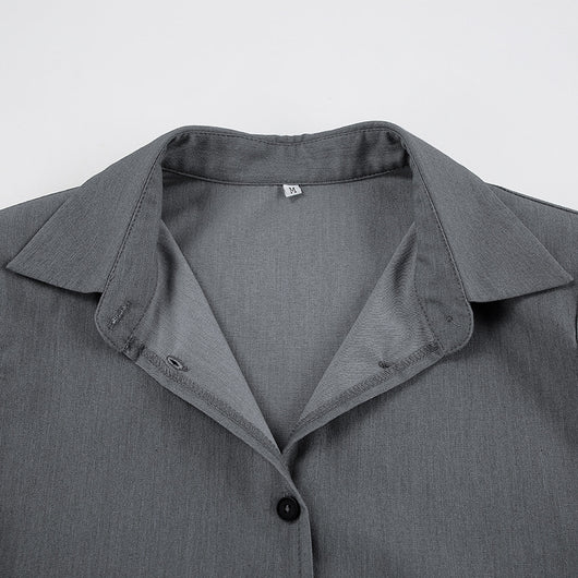 Conjunto de Pantalón Ancho y Blusa Gris de Manga Larga Cintura Alta Efecto Reductor - Image 18