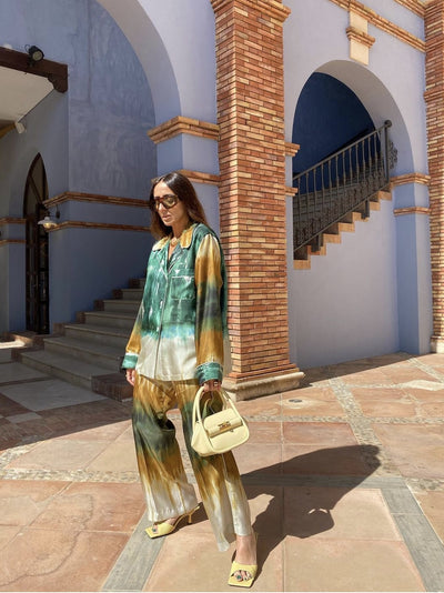 Conjunto Vintage Tie-Dye High Sense: Camisa y Pantalón Street Style para Verano - Image 2