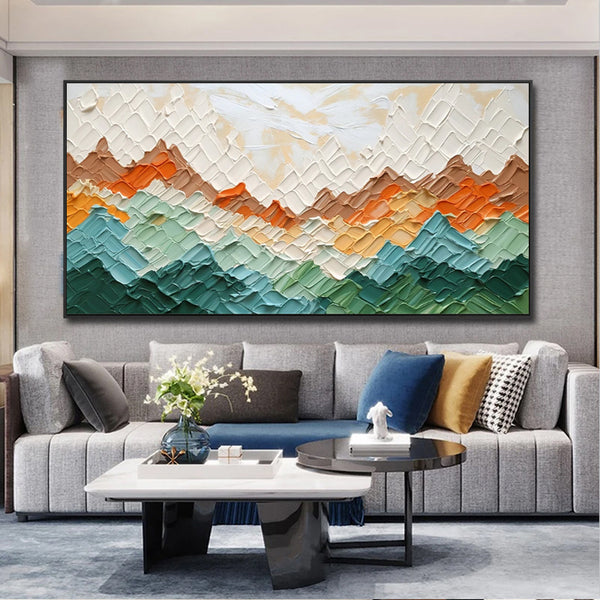 Cuadro Óleo Abstracto Montañas Ondulantes - Pintura Textured Hecha a Mano para Decoración del Hogar