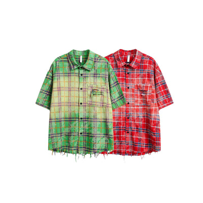 Camisa Hip Hop Cuadros Manga Corta Unisex - Image 11
