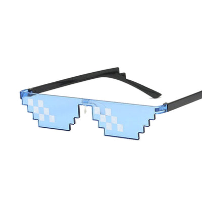 Red pixelated mosaic sunglasses with black arms and white pixel accents, ideal for anime cosplay or funny costumes. - Image 7