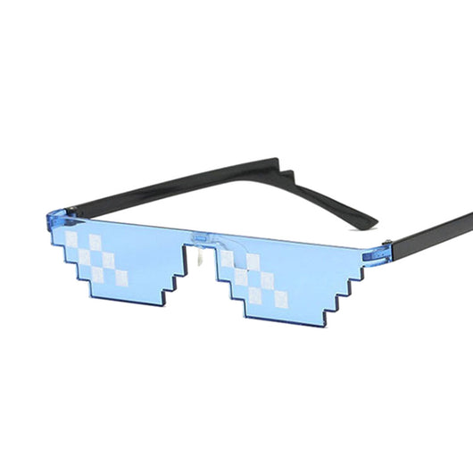 Red pixelated mosaic sunglasses with black arms and white pixel accents, ideal for anime cosplay or funny costumes. - Image 7