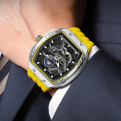Reloj Mecánico Automático para Hombre con Esfera Hueca y Cristal Luminoso