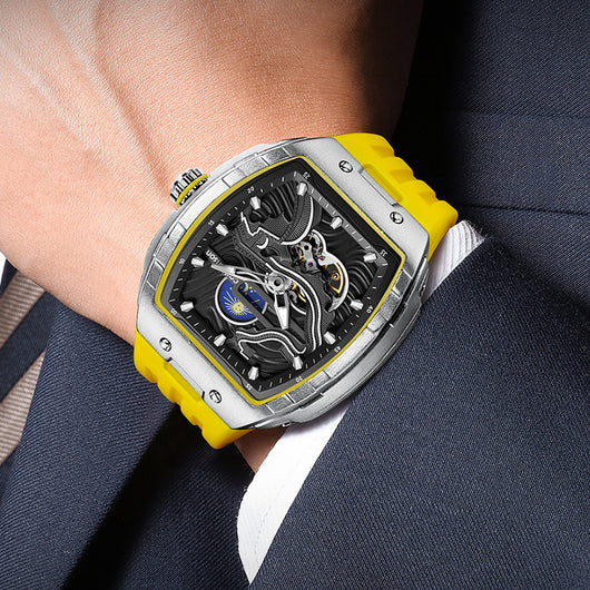 Reloj Mecánico Automático para Hombre con Esfera Hueca y Cristal Luminoso